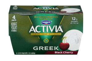 Dannon Activia Nonfat Greek Probiotic Yogurt with Bifidus Black Cherry - 4 PK