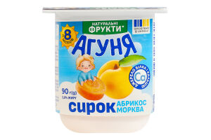 Сирок 3.9% для дітей від 8міс з наповнювачем фруктовим Абрикос-морква Агуня ст 90г