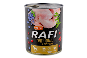 Корм д/собак з перепілкою 800г ж/б Рафі