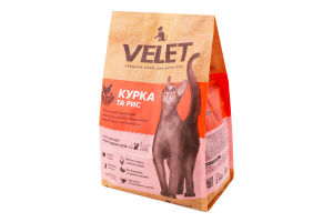 Корм д/дорослих стерилізованих котів з куркою сухий 2кг Velet