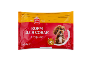 Корм консервированный полнорационный для взрослых собак с курицей Fine Life м/у 4х85г