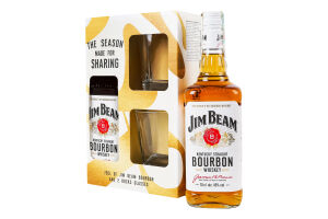 Набор Бурбон 0.7л 40% White + 2 стакана Jim Beam к/у 3шт
