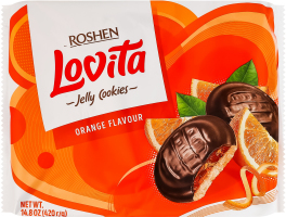 Печенье сдобное с желейной начинкой Апельсин Jelly Cookies Lovita Roshen м/у 420г