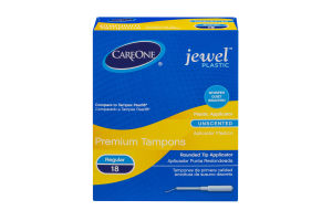 CareOne Premium Tampons Jewel Plastic Regular Unscented - 18 CT