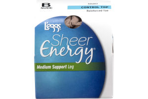 L'eggs Sheer Energy Medium Support Leg Control Top Reinforced Toe Nude B