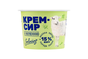 Крем-сир 15% з зеленню овечий Soloviov ст 100г