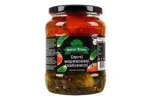 Овощи маринованные слабокислые стерилизованные Премиум Natur Bravo c/б 670г