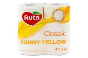 Папір туалетний 2-х шаровий Sunny Yellow Classic Ruta 4шт