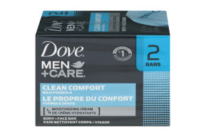 Dove Men + Care Clean Comfort Body + Face Bar - 2 CT