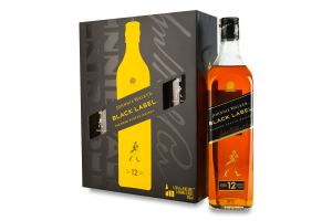 Набор Виски 0.7л 40% Black label + 2 стакана Johnnie Walker к/у 3шт
