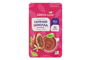Суміш для напою з солодкою стевією Гарячий шоколад ванільний Green Leaf д/п 150г