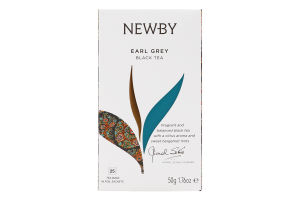 Чай черный мелколистовой ароматизированный Earl Grey Newby в/с к/у 25х2г