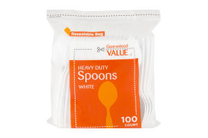 Guaranteed Value Heavy Duty Plastic Spoons White - 100 CT