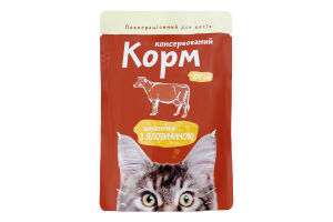 Корм Українська зірка д/котів 100 г пак. яловичина