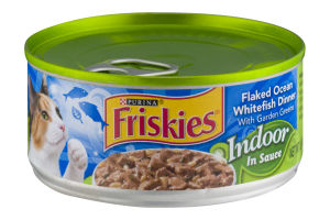 Purina Friskies Indoor in Sauce Cat Food Flaked Ocean Whitefish Dinner With Garden Greens