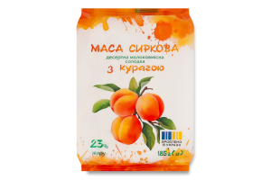 Масса творожная 23% десертная молокосодержащая сладкая с курагой ПП Дживальдіс м/у 185г