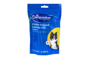 Companion Dog Rawhide Chicken Topped 5 Inch - 5 CT