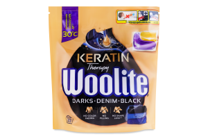 Капсули для прання для чорних та джинсових тканин з кератином Woolite 33шт