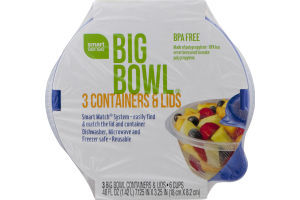 Smart Sense Big Bowl Containers & Lids - 3 CT