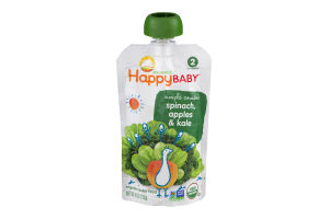 HappyBaby Organics Organic Baby Food Simple Combos 2 Spinach, Apples & Kale