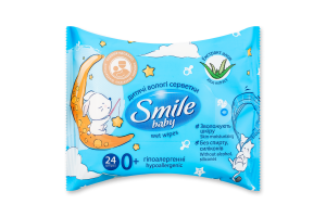 Серветки вологі дитячі з екстрактом алое Baby Smile 24шт
