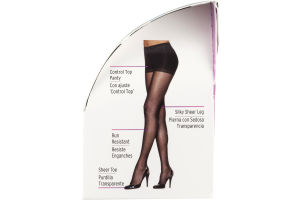 L'eggs Silken Mist Silky Sheer Leg Control Top Run Resistant Jet Black Q