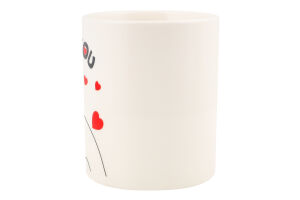 Кухоль I love you 350мл білий порцеляна циліндр з червоною ручкою GGP