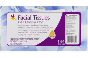 Ahold Facial Tissues Soft & Gentle 3-Ply Unscented - 144 CT