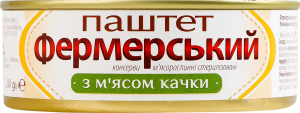 Паштет з м'ясом качки стерилізований Фермерський з/б 240г