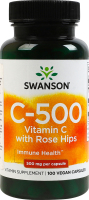 Добавка дієтична вегетаріанські капсули Вітамін С із шипшиною C-500 Swanson 100шт