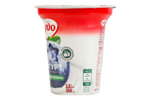 Йогурт 2.5% с наполнителем фруктовым Черника-голубика Чудо ст 240г