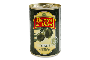 Оливки без кісточки пастеризовані Гігант Maestro de Oliva з/б 420г