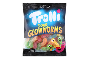 Цукерки жувальні ароматизовані Sour glowworms Trolli м/у 100г