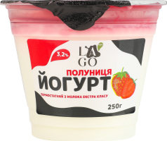 Йогурт 3.2% термостатный Клубника Lago ст 250г
