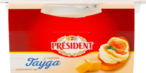 Сир плавлений 45% з сиром Гауда President ст 150г