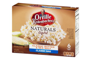 Orville Redenbacher's Naturals Light Gourmet Popping Corn Classic Bag Classic Butter & Sea Salt - 6 CT