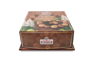 Торт повітряно-горіховий з кремом і начинками Сумські каштани Сумська Паляниця к/у 0.55кг