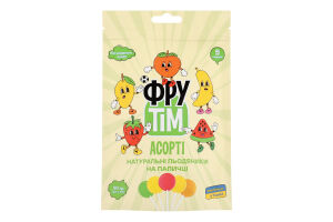 Льодяники натуральні на паличці Асорті ФруТім д/п 5х10г