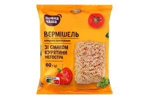 Вермишель быстрого приготовления неострая со вкусом курицы Повна Чаша м/у 60г