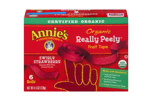 Annie's Homegrown Organic Really Peely Fruit Tape Swirly Strawberry - 6 CT