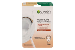 Маска д/обличчя Скін Нейчералз Нутрі Бомба з кокосовим молоком тканинна 28г Гарньє