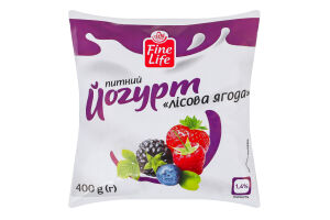 Йогурт 1.4% питний з наповнювачем фруктовим пастеризованим Лісова ягода Fine Life м/у 400г