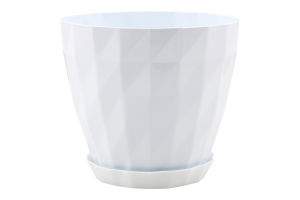 Вазон д/квітів Кристал 0,6л біло-сірий з підставкою Серінова