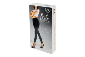 Термолеггинсы женские на коротком флисе Siela Collant collection 160den S nero