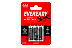 Батарейка AAA 1.5V R03 Super heavy duty Eveready 4шт