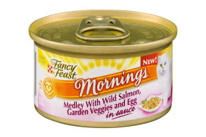 Fancy Feast Mornings Medley with Wild Salmon, Garden Veggies and Egg Gourmet Cat Food