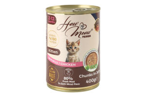 Корм д/кошенят з куркою 400г ж/б How Meow
