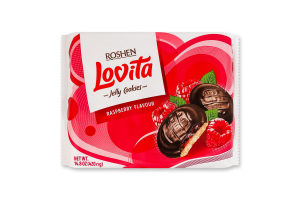 Печенье сдобное с желейной начинкой Малина Jelly Cookies Lovita Roshen м/у 420г