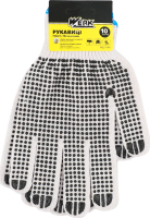 Рукавиці робочі білі трикотажнi чорна крапка на 2сторони р.10 з підвіскою Werk