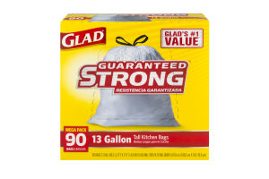 Glad Tall Kitchen Drawstring Trash Bags, 13 Gallon, 90 Count